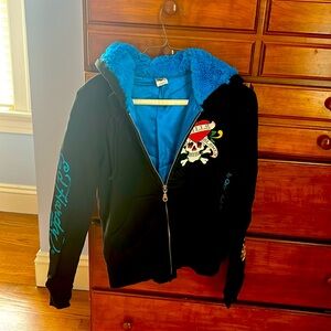 Ed hardy zip up sweatshirt. Like new